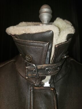 BNWT B.R. lambskin Distress Leather Avaitor Flight Bomber Jacket Cargo Pockets M